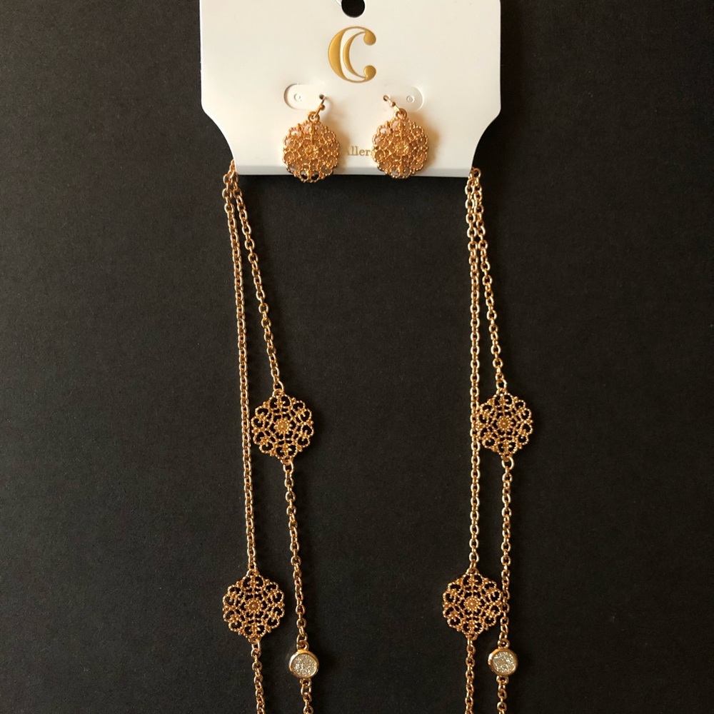 Rose Gold necklace and earring set
